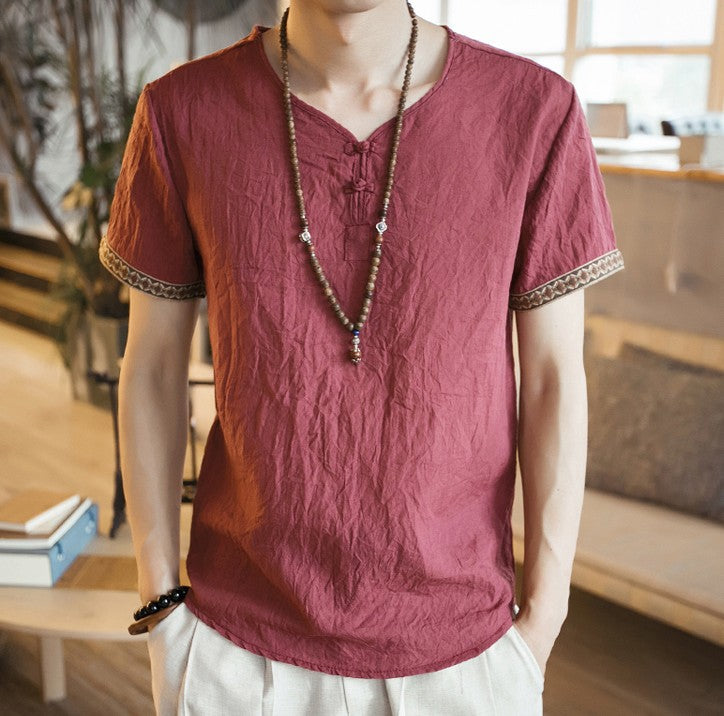 Embroidered Linen T-shirt for Men