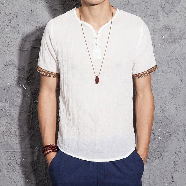 Embroidered Linen T-shirt for Men