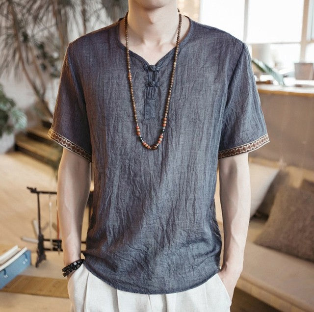 Embroidered Linen T-shirt for Men