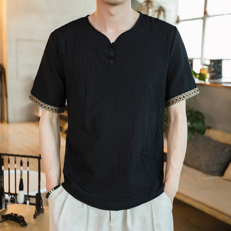 Embroidered Linen T-shirt for Men